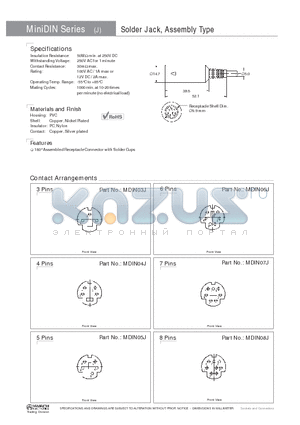 MDIN03J datasheet - Solder Jack, Assembly Type