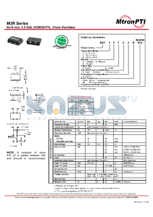 M3R66TCJ datasheet - 9x14 mm, 3.3 Volt, HCMOS/TTL, Clock Oscillator