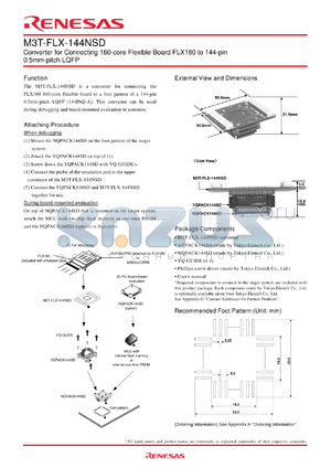M3T-FLX-144NSD datasheet - Converter for Connecting 160-core Flexible Board FLX160 to 144-pin 0.5mm-pitch LQFP