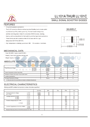 LL101A datasheet - SMALL SINGAL SCHOTTKY DIODES