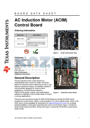 MDL-ACIM datasheet - AC Induction Motor (ACIM) Control Board