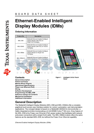MDL-IDM datasheet - Ethernet-Enabled Intelligent Display Modules (IDMs)