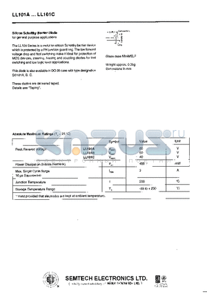 LL101B datasheet - Silicon Schottky Barrier Diode for general purpose applications