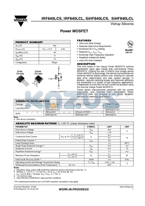 IRF840LCL datasheet - Power MOSFET