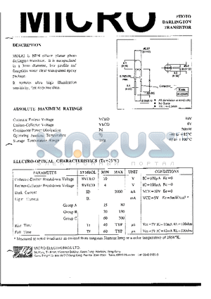 MDL82 datasheet - PHOTO DARLINGTON TRANSISTOR