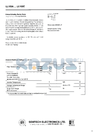 LL103C datasheet - Silicon Schottky Barrier Diode for general purpose applications