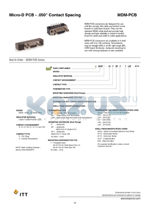 MDM-15PBSP-L58A141 datasheet - Micro-D PCB - .050 Contact Spacing