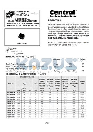 P6SMB130CA datasheet - BI-DIRECTIONAL GLASS PASSIVATED JUNCTION TRANSIENT VOLTAGE SUPPRESSOR 600 WATTS, 6.8 THRU 200 VOLTS