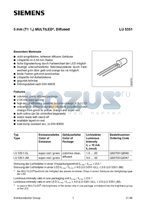 LU5351 datasheet - 5 mm (T1 3/4) MULTILED , Diffused