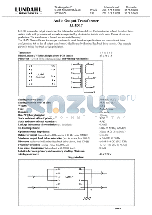 LL1517 datasheet - Audio Output Transformer