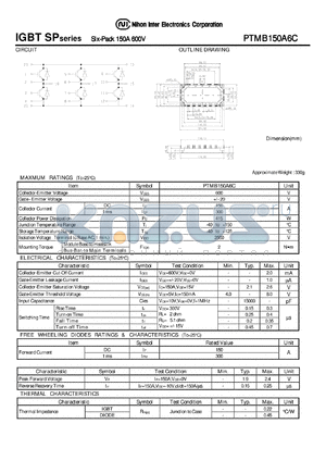 PTMB150A6C datasheet - IGBT SP series Six-Pack 150A 600V