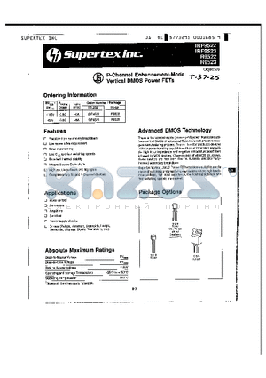 IRF9523 datasheet - P-Channel Enhancement-Mode Vertical DMOS Power FETs