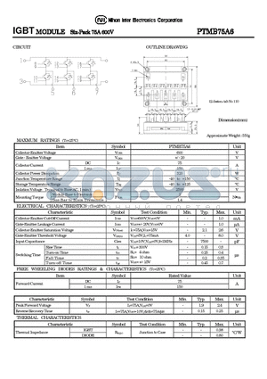 PTMB75A6 datasheet - IGBT MODULE Six-Pack 75A 600V