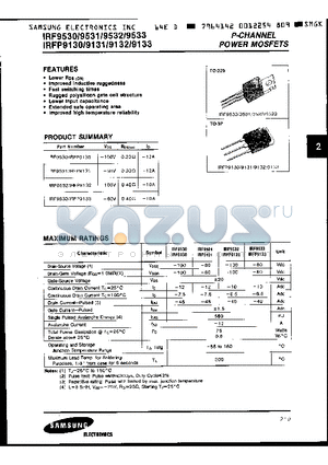 IRF9531 datasheet - P-CHANNEL POWER MOSFETS