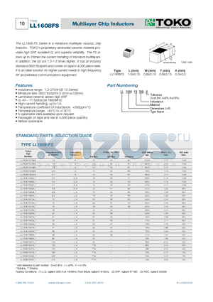 LL1608-FS1N2J datasheet - Multilayer Chip Inductors