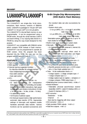 LU6000F1 datasheet - 16-Bit Single-Chip Microcomputers (With Built-In Flash Memory)