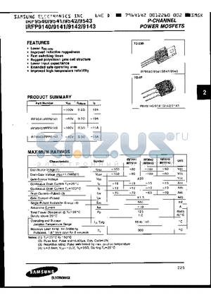 IRF9541 datasheet - P-CHANNEL POWER MOSFETS