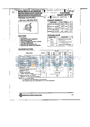 IRF9543 datasheet - P-CHANNEL POWER MOSFETS