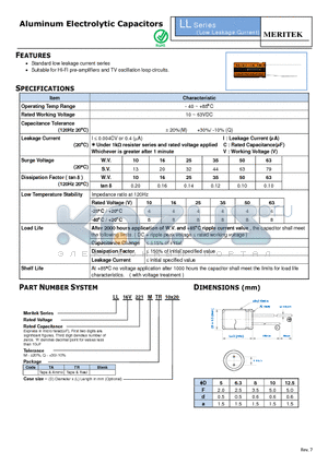 LL16V221MTA10X20 datasheet - Aluminum Electrolytic Capacitors