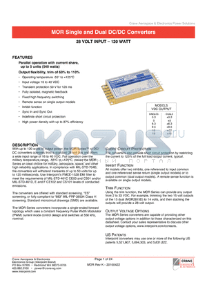 MOR2805D datasheet - Parallel operation with current share, up to 5 units (540 watts)