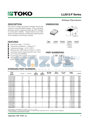 LL2012-F27NK datasheet - Multilayer Chip Inductors