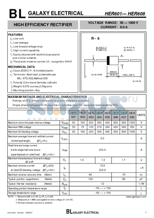 HER601 datasheet - HIGH EFFICIENCY RECTIFIER