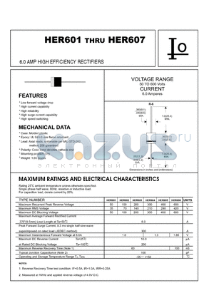 HER602 datasheet - 6.0 AMP HIGH EFFICIENCY RECTIFIERS