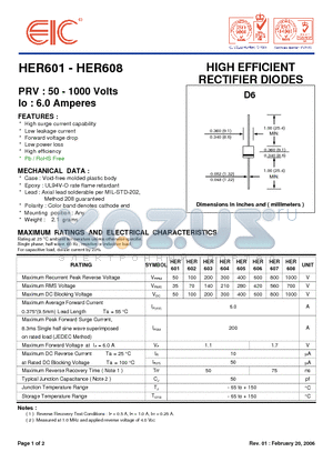 HER602 datasheet - HIGH EFFICIENT