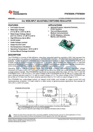 PTN78060HAST datasheet - 3-A, WIDE-INPUT ADJUSTABLE SWITCHING REGULATOR