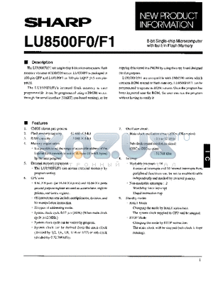 LU8500F1 datasheet - 8-bit Single-chip Microcomputer with built-in Flash Memory