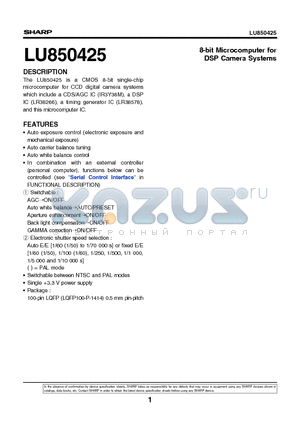 LU850425 datasheet - 8-bit Microcomputer for DSP Camera Systems