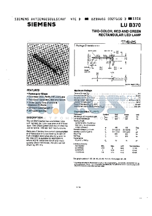 LUB370-FK datasheet - TWO-COLOR, RED AND GREEN RECTANGULAR LED LAMP