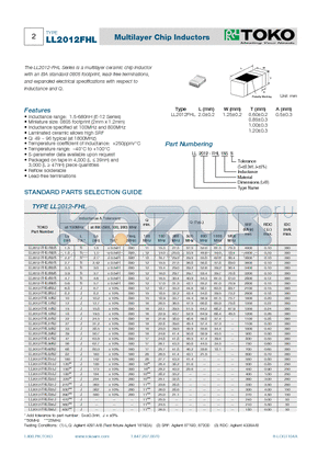 LL2012-FHL22NJ datasheet - Multilayer Chip Inductors