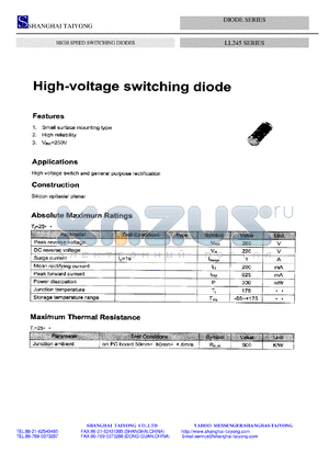 LL245 datasheet - High-voltage switching diode