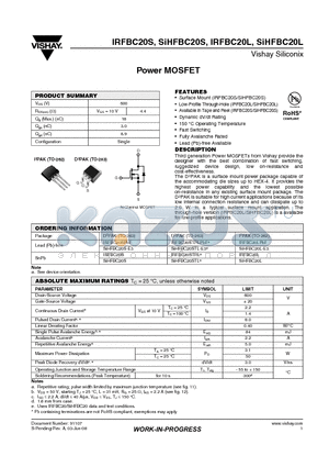 IRFBC20S datasheet - Power MOSFET