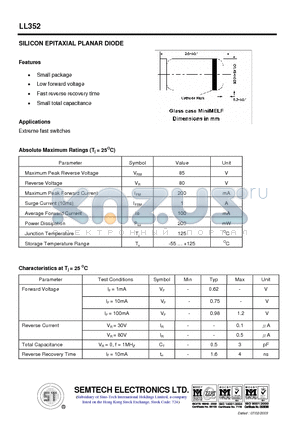 LL352 datasheet - SILICON EPITAXIAL PLANAR DIODE