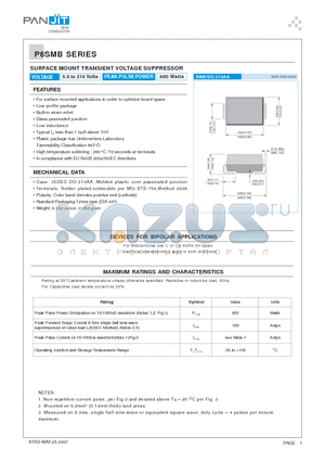 P6SMB18A datasheet - SURFACE MOUNT TRANSIENT VOLTAGE SUPPRESSOR