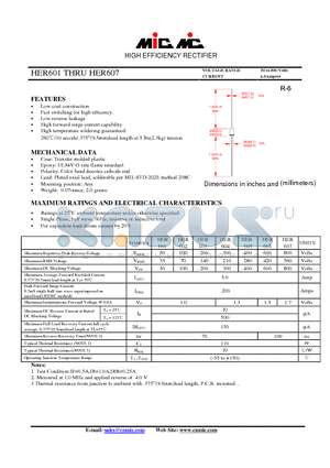 HER606 datasheet - HIGH EFFICIENCY RECTIFIER