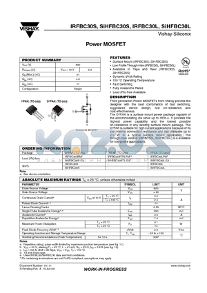 IRFBC30L datasheet - Power MOSFET