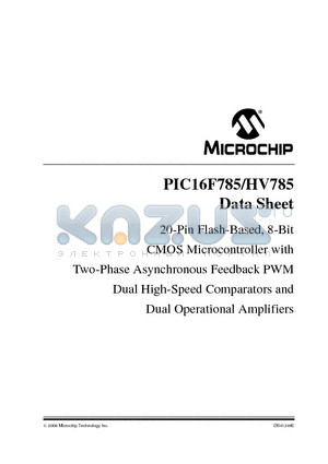 PIC16F785-I/ML datasheet - 20-Pin Flash-Based, 8-Bit CMOS Microcontroller with Two-Phase Asynchronous Feedback PWM Dual High-Speed Comparators and Dual Operational Amplifiers