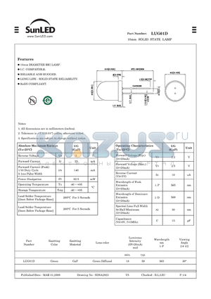 LUG01D datasheet - 10mm SOLID STATE LAMP