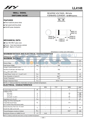 LL4148 datasheet - SMALL SIGNAL SWITCHING DIODE