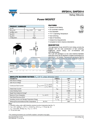 IRFD014 datasheet - Power MOSFET