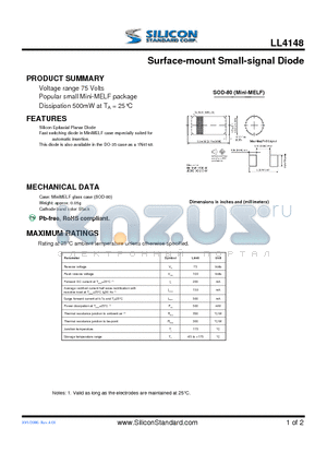 LL4148 datasheet - Surface-mount Small-signal Diode