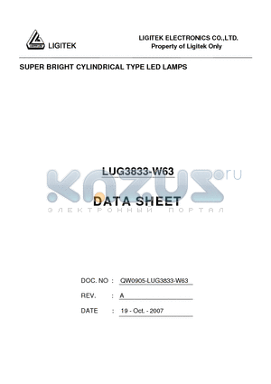 LUG3833-W63 datasheet - SUPER BRIGHT CYLINDRICAL TYPE LED LAMPS