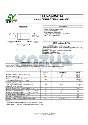 LL4148 datasheet - SMALL SIGNAL SWITCHING DIODE