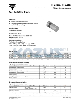 LL4148-GS08 datasheet - Fast Switching Diode