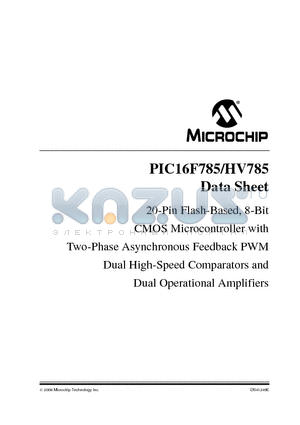 PIC16F785-E/ML datasheet - 20-Pin Flash-Based, 8-Bit CMOS Microcontroller with Two-Phase Asynchronous Feedback PWM Dual High-Speed Comparators and Dual Operational Amplifiers