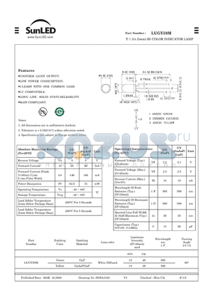 LUGY59M datasheet - T-1 3/4 (5mm) BI-COLOR INDICATOR LAMP
