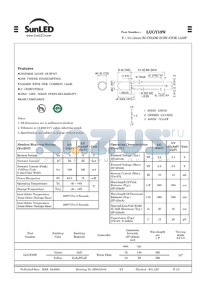 LUGY59W datasheet - T-1 3/4 (5mm) BI-COLOR INDICATOR LAMP